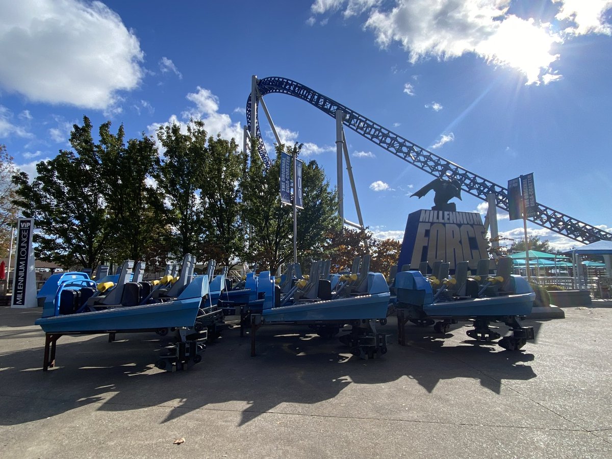 Our team doesn’t mess around! 🫨

Millennium Force’s blue train is off the track and ready for off-season maintenance. Until then, our gargoyle friend will watch over it for you. 👀
