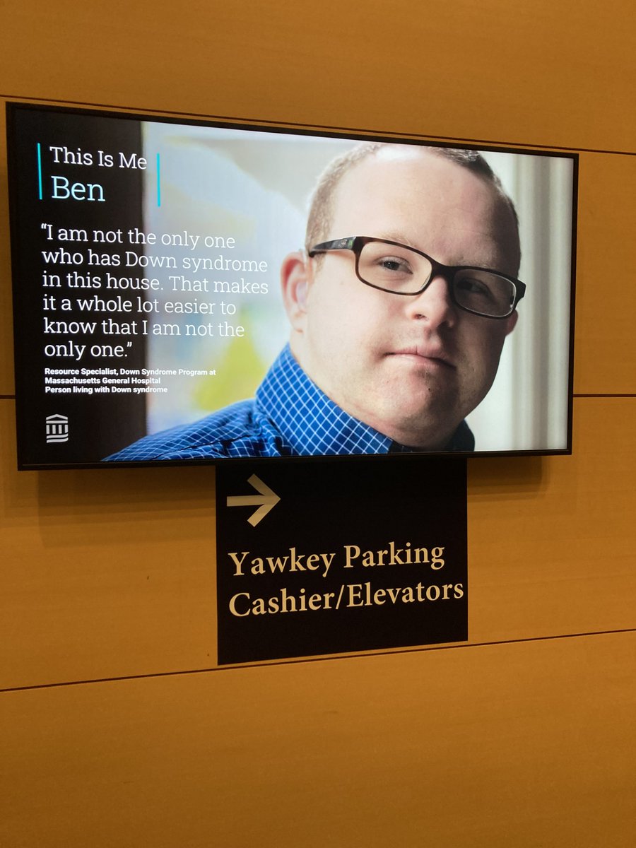MGHDownSyndrome's tweet photo. Disability Awareness Month ended a couple days ago, but we can't help but to brag on one of our Resource Specialists, Ben, who was featured in the hallways of Mass General Brigham earlier this week! https://t.co/GBLEfAAa75
