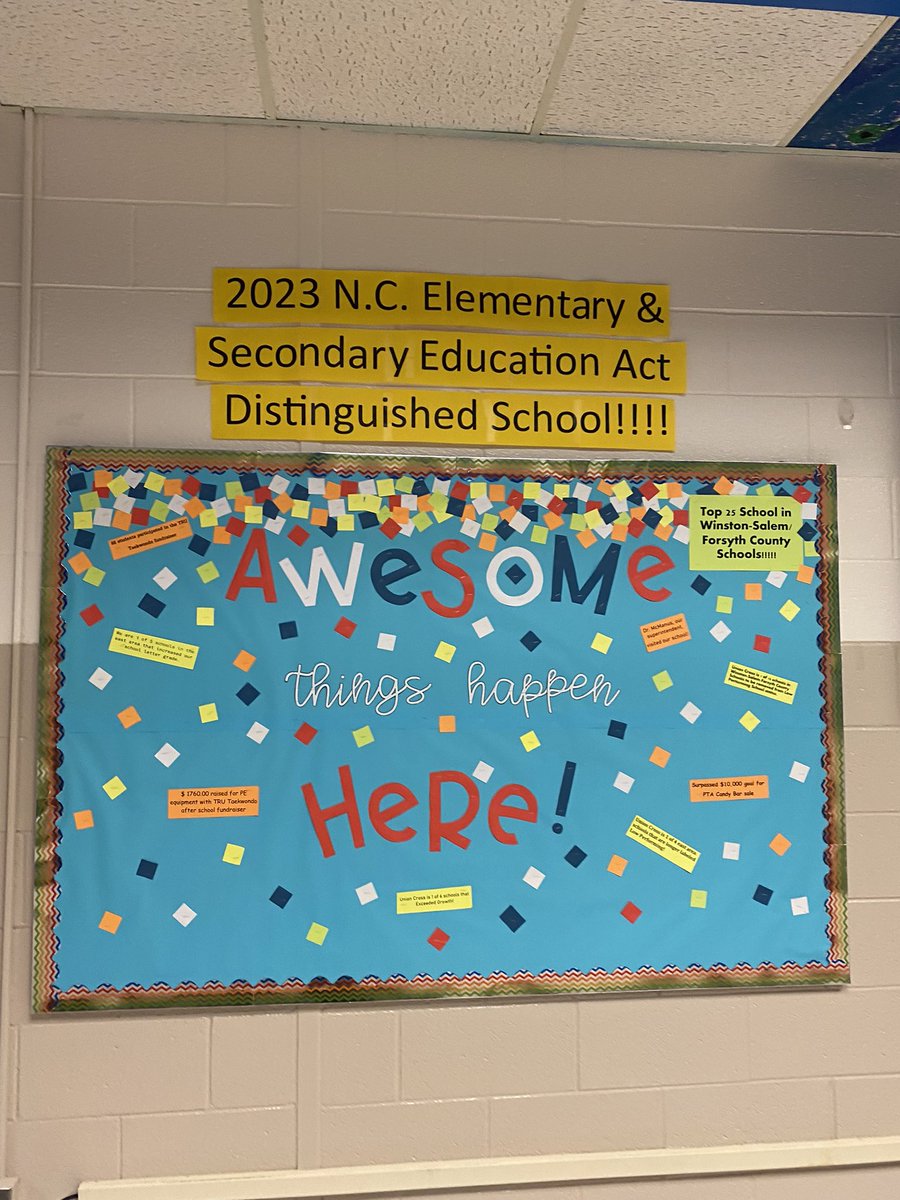 Great things are happening @TheUnionCrossES! We are a NC Distinguished School! Today we had our Site Visit from NC DPI! We wait to see if UCES is chosen from the top 2 to Represent our state at the National Conference in Portland, Oregon! @wsfcs @Title1wsfcs @TriciaTMcManus