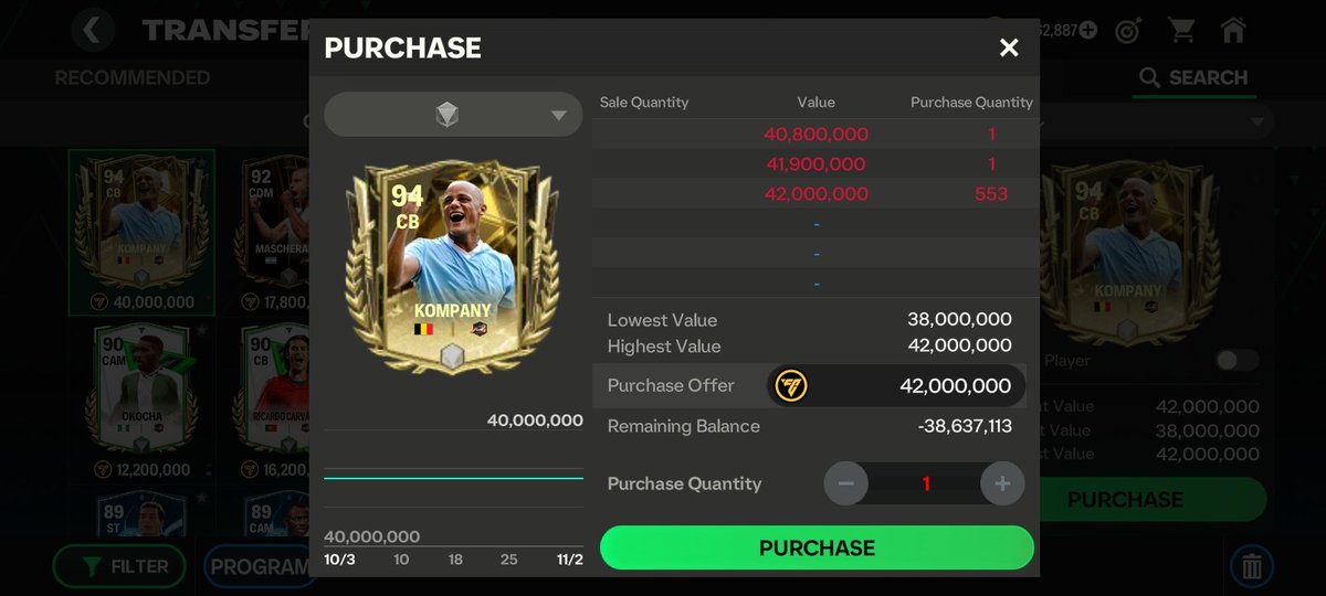 Vincent Kompany has been added to the market.