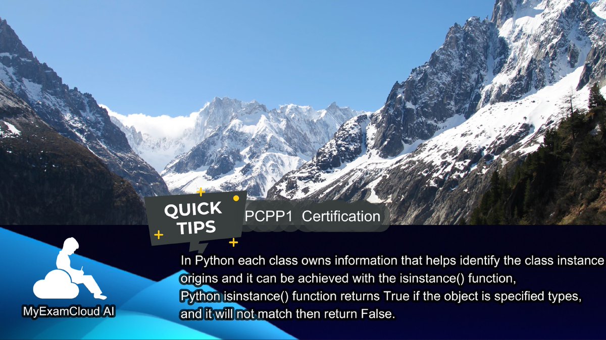 myexamcloud's tweet image. PCPP1 Certification (PCPP1-32-101) - Tip of the day

myexamcloud.com/onlineexam/pcp…

#pcpp1 #pythoncertified #pythoncertification #python
