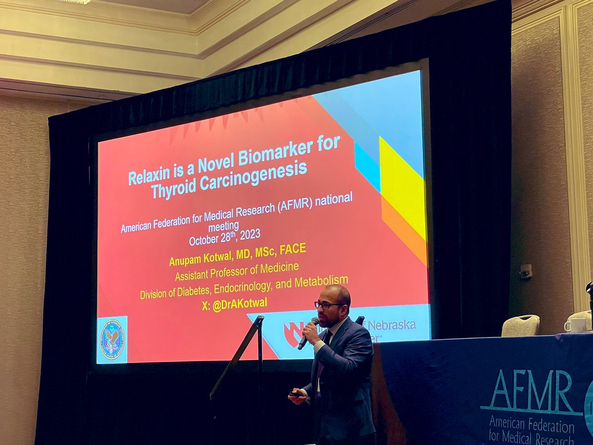 Honored to present our work as Top-scoring abstract on a novel #biomarker for #thyroid #cancer supported by @GPIDeACTR at #AFMR2023 @AFMResearch @JIM_AFMR @UNMC_IM @UNMC_PathMicro @ana_yuil @whitsgoldner @BenSwan41902379 @UnmcDem