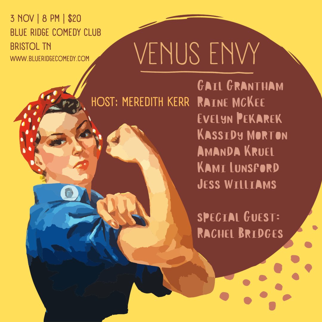 Get your tickets for Venus Envy Friday night with a lineup of some amazing women! blueridgecomedy.com/shows/237881