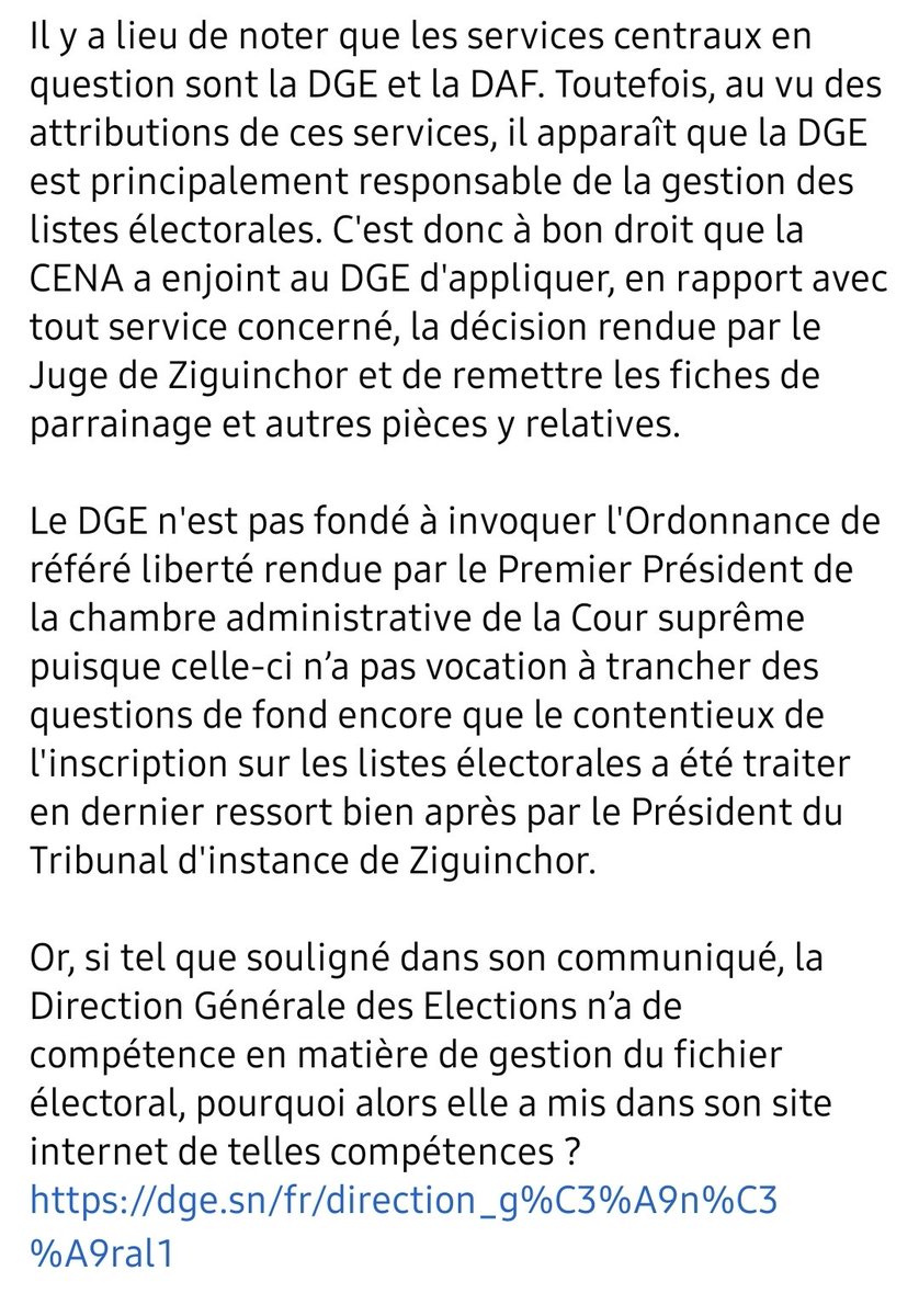 e_ndao's tweet photo. "A présent, il revient à la CENA de tirer les conséquences face au refus de la DGE de se soumettre à son injonction."
#CENA #GRADEC @article19wafric @ong3D #CONGAD @ForumCivil1 @aliounetine16 @SeydiGassama https://t.co/H0jIN7zxKX