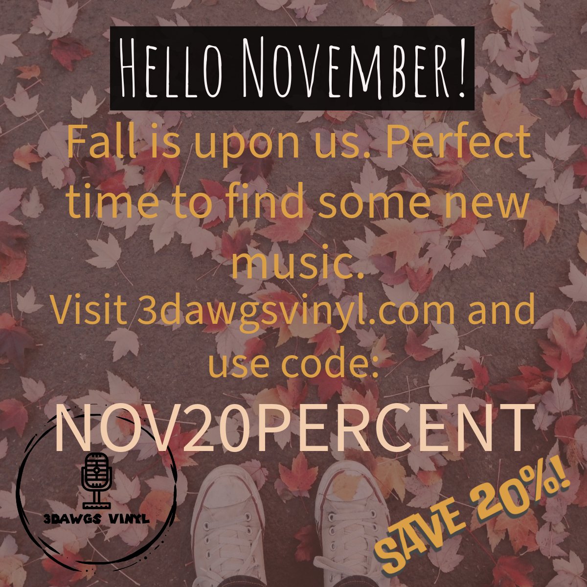 HELLO NOVEMBER/Time to grab a hot coco, start up the fireplace & discover some new music. To help, we'll save you 20% on your purchase. Use code: NOV20PERCENT until Nov 15, 2023. 3dawgsvinyl.com

#savings #november #music #indierecordshop #records #ilovevinyl #vinyl