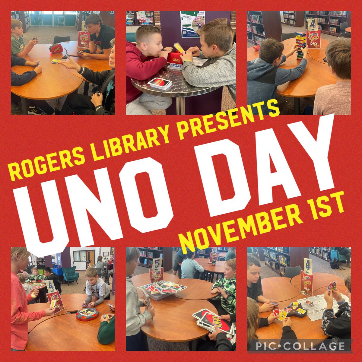 Lorene Rogers Library (@rogersmslibrary) on Twitter photo When the first of the month is on a school day, it means we offer Uno games all day long! We are always on the lookout 👀for new & different versions! <a href="/realUNOgame/">UNO</a> <a href="/ProsperRogersMS/">Rogers Middle School</a> <a href="/PISD_Libraries/">Prosper ISD Library Services</a> When the first of the month is on a school day, it means we offer Uno games all day long! We are always on the lookout 👀for new & different versions! <a href="/realUNOgame/">UNO</a> <a href="/ProsperRogersMS/">Rogers Middle School</a> <a href="/PISD_Libraries/">Prosper ISD Library Services</a>