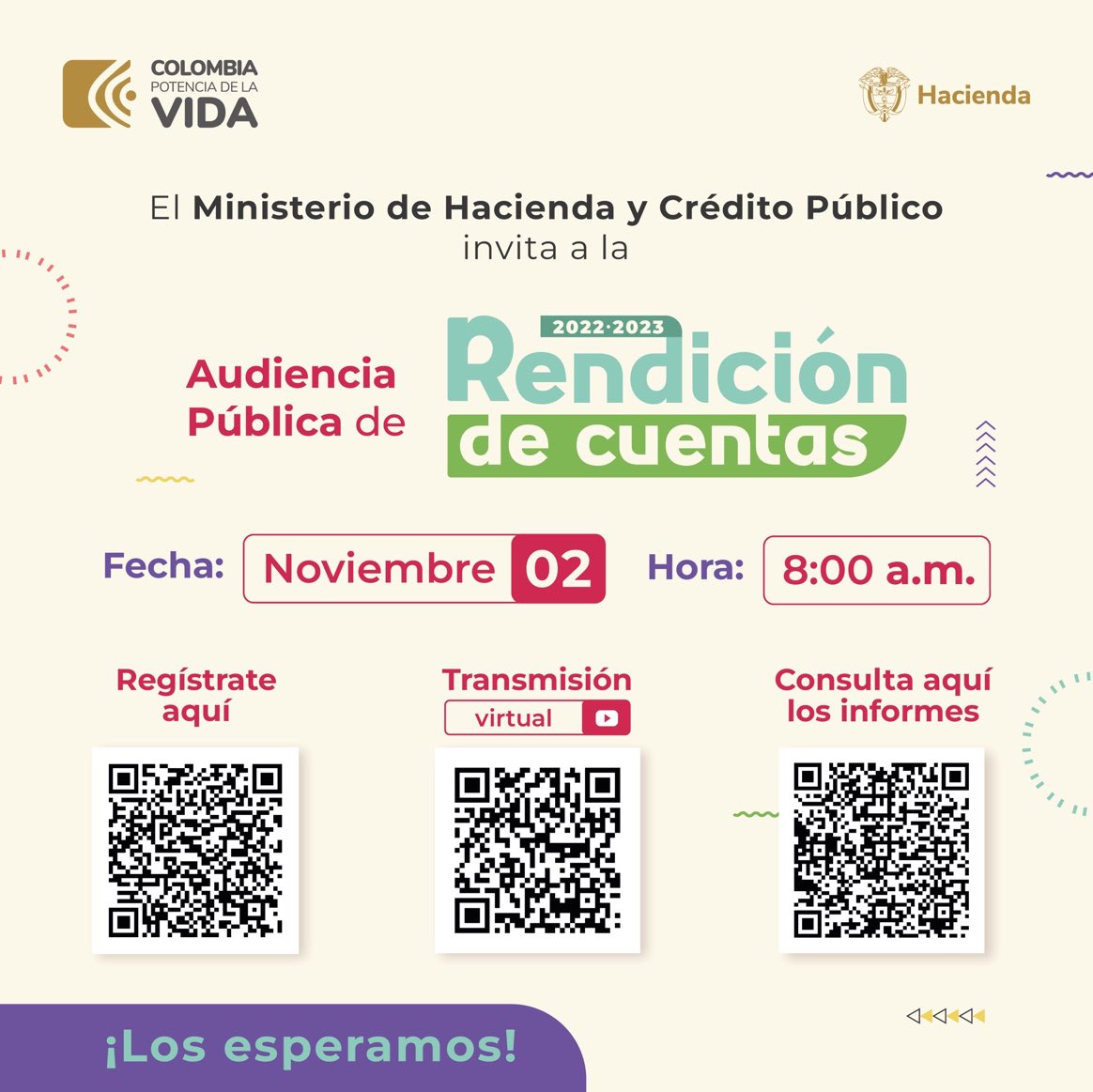 #MinHaciendaRindeCuentas| Participe en la audiencia pública de rendición de cuentas, inscríbase y sígala en nuestras redes sociales ➡️
