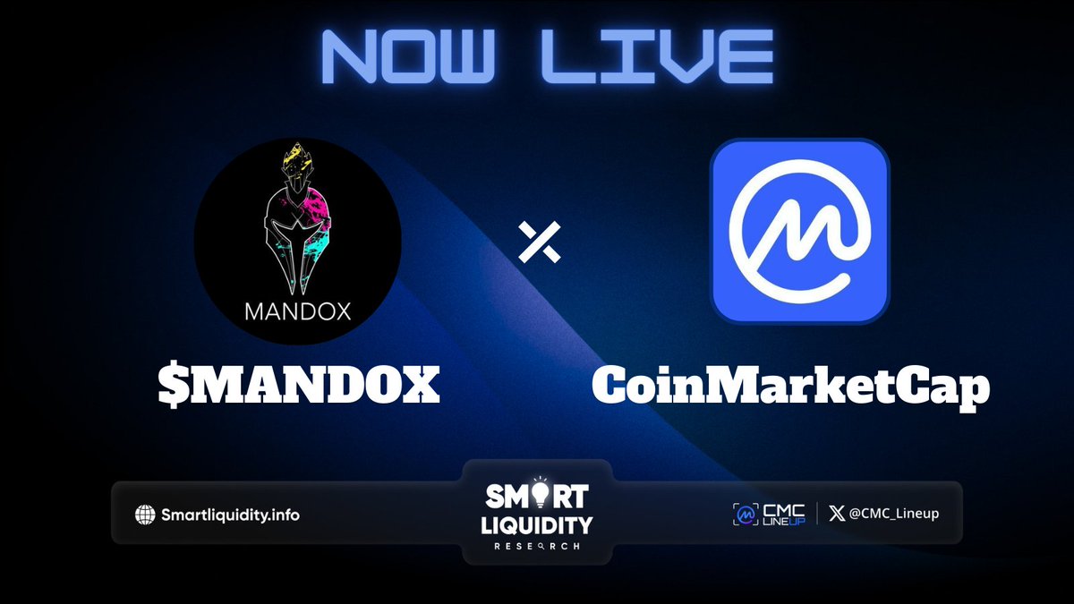 📣 #CoinMarketCap Utters a Fresh listing!

💎<a href="/OfficialMandox/">MANDOX</a> is bridging the gap between #crypto and #NFTs.

🔷 $MANDOX Stunning particulars:

💎Gem reward system
💎Multichain
💎Zero gas

🔽VISIT
coinmarketcap.com/currencies/man…
