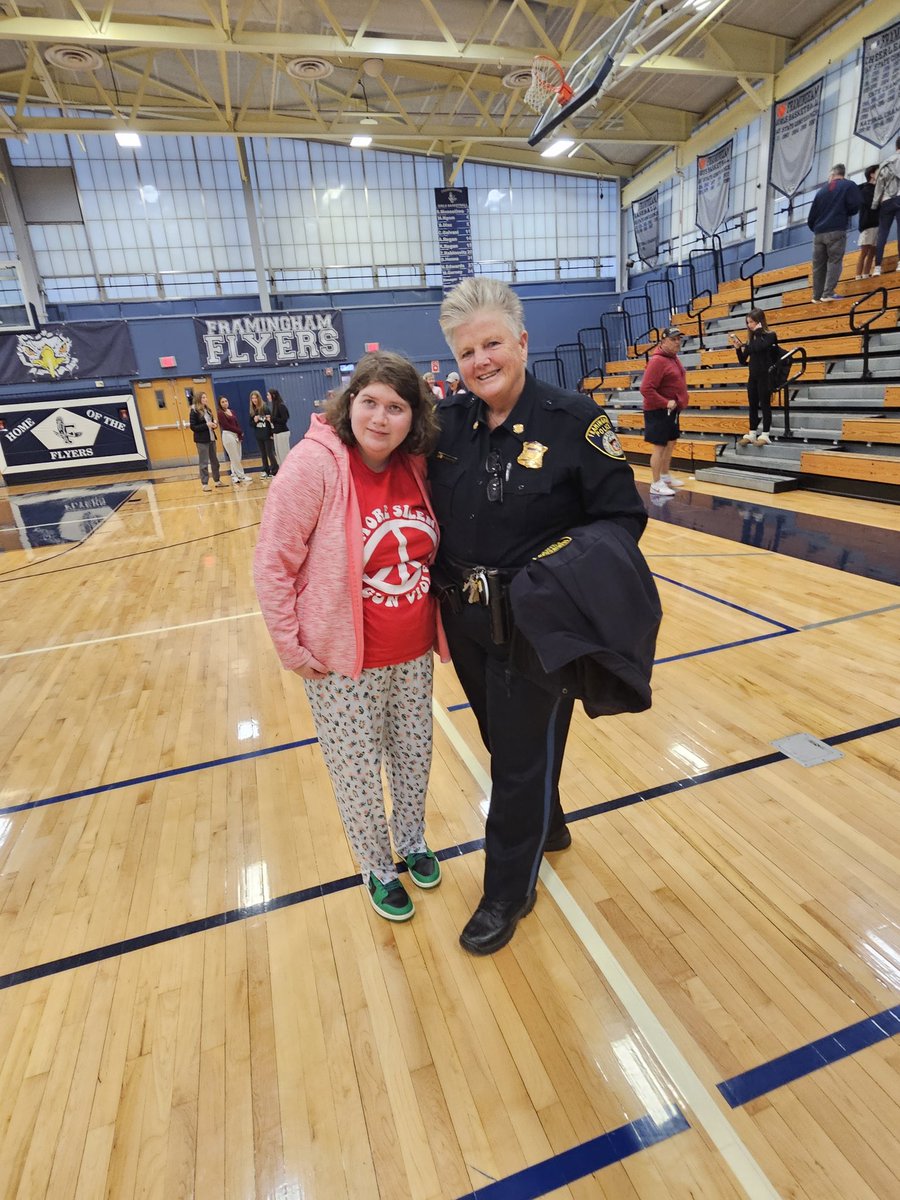 Kid #1 played her very last Unified basketball game for Framingham High tonight. Big thanks to all of the team members, partner students, coaches and the super fans including FPD officer McGrath and the FHS lunch ladies for supporting the team! 🏀❤️