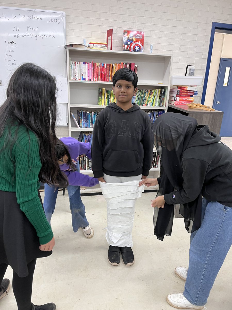 Halloween mummy game for 6-1 Knickle at <a href="/CPJHWildcats/">CPJH</a> students made some great mummies!