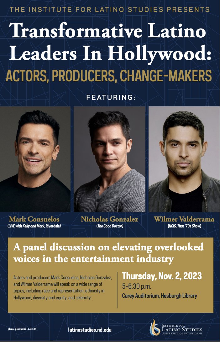 Really excited to emcee this event tomorrow evening with @latinostudiesND and for them to visit my class on Latinx representation in Hollywood!