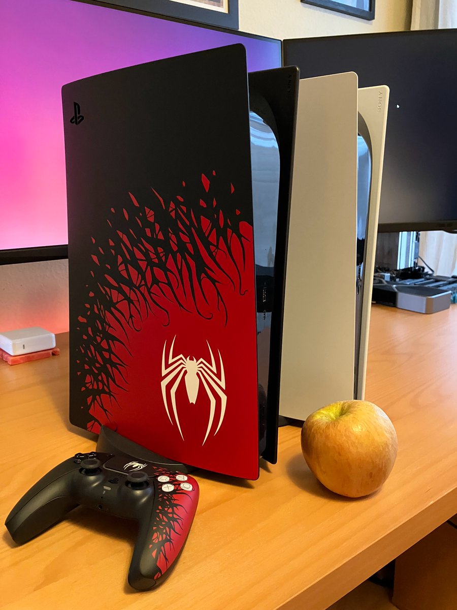 Thanks to Sony for sending over this video game console that appears to have been overtaken by spiders (uninfested PlayStation 5 and one (1) standard fruit unit included for scale)