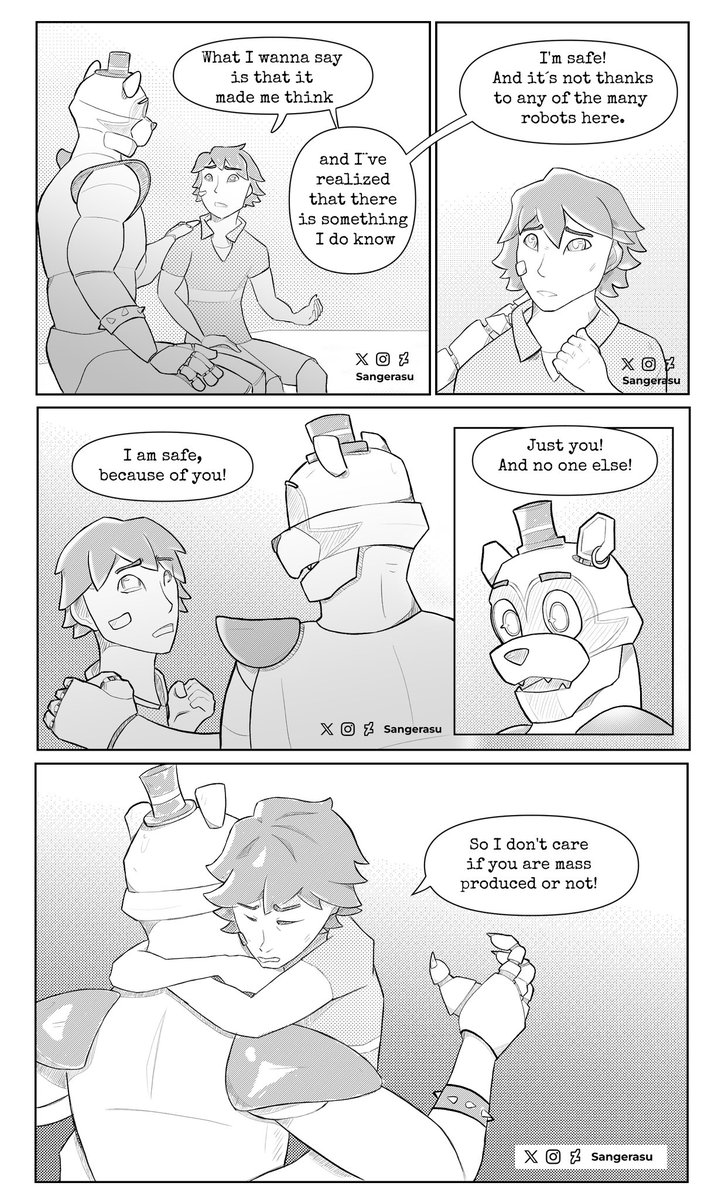 Carletouss's tweet photo. Finished my original #fnafsecuritybreach comic! Just in time for the #FNAFMovie! This is a continuation to the previous one I published, this time with a sweeter end. Please enjoy! ❤️

#fnaf 
#freddyfazbear 
#glamrockfreddy 
#fnaffanart https://t.co/cW2gw0fdmd