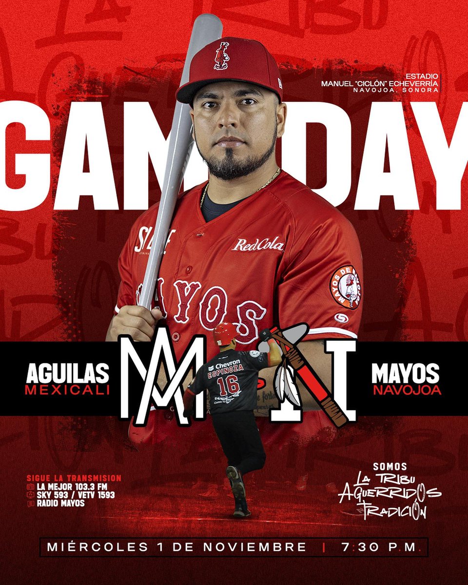 OficialMayos's tweet photo. Juego dos en casa y vamos en busca de asegurar la serie 🔒🪓

¡Los esperamos en el “Ciclón” hoy 2x1 público en general! ⚾️❤️‍🔥

#SomosLaTribu #SomosAguerridos https://t.co/ZHGEhNs0eM