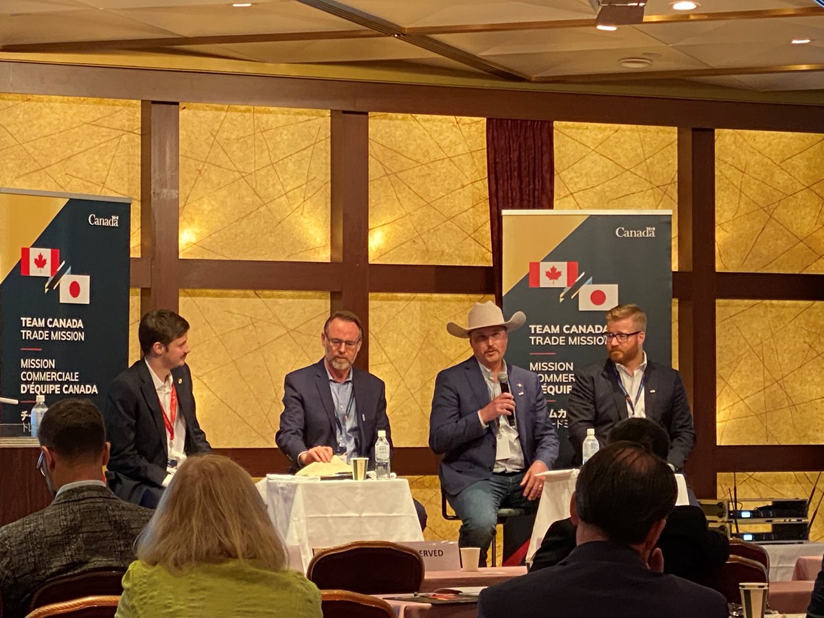 #TeamBeef is discussing the benefits of trade this week on the Team Canada #TradeMission. <a href="/CanCattle/">Canadian Cattle Association</a> President, Nathan Phinney shared why #CPTPP is a strong and progressive deal, the value of the 🇨🇦 brand in #Japan, and how trade supports food security during a business panel.