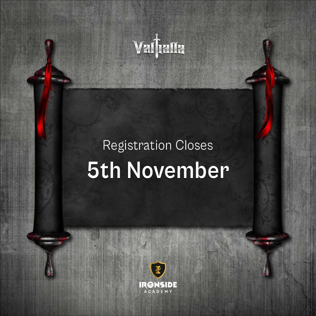 ironsideacademy's tweet photo. Registration for Valhalla ends on Nov 5th.

Over 300 registered persons

So, what's keeping you from being a part of this amazing journey?

Check our pinned tweet for a guide on how to register 😊

#Valhallaiscoming... https://t.co/kZMiHb5ysf