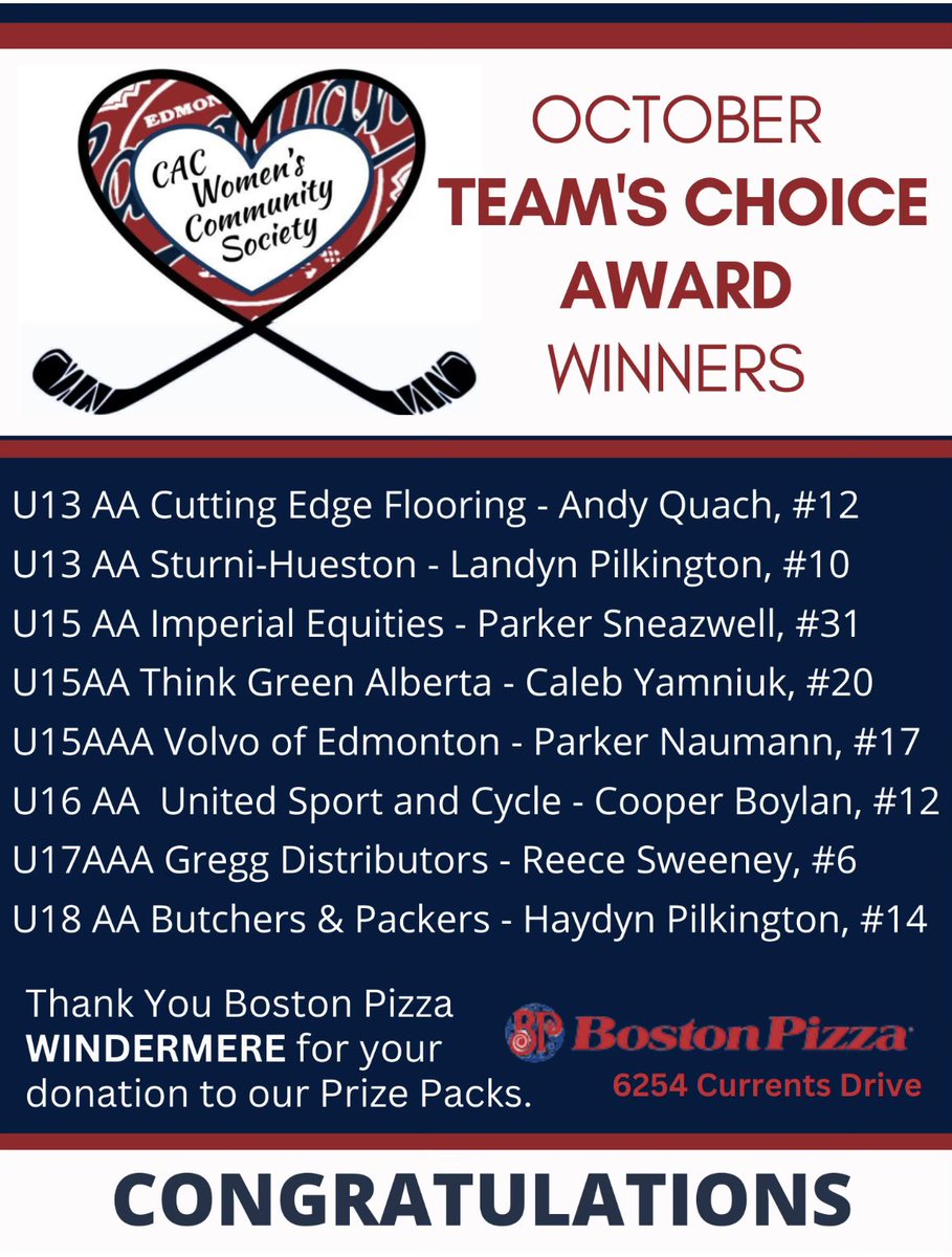 cac_hockey's tweet photo. 🏒🎉 Congratulations to the CAC WCS winners of the October Players Choice Awards! Your dedication, skill, and sportsmanship have set a new standard, way to go!! #cacproud #PlayersChoice #CACWCS 🏆👏 https://t.co/Ds4D8Ey7jO