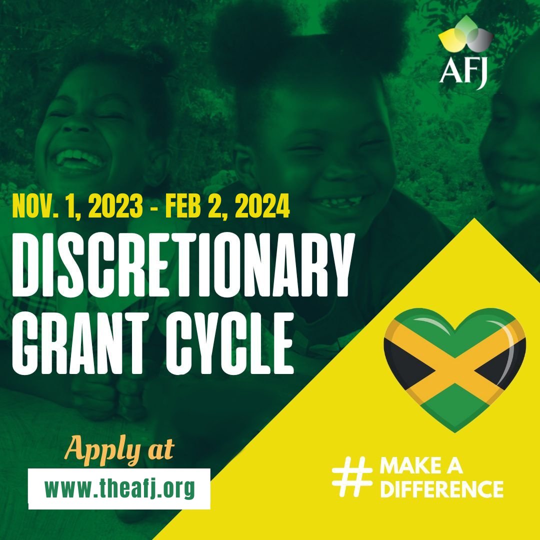 AFJcares's tweet image. The 2024 AFJ Grant Application Cycle is Now Open. Discretionary grants are made possible by generous contributions from our dedicated donors. View the criteria list on our website to determine your eligibility. 
#GrantApplication Form: theafj.org/grant-applicat…
#Grants #Jamaica