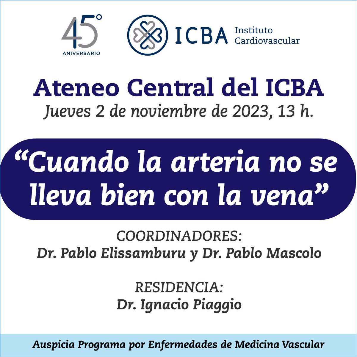 🔥 Mañana todos invitados al ateneo central del <a href="/ICBAonline/">ICBA Instituto Cardiovascular</a> donde discutiremos un caso clínico con expertos!!! 
Jueves 2/11 - 13 hs! ⏰ 
Por zoom 🖥️

us02web.zoom.us/webinar/regist…
