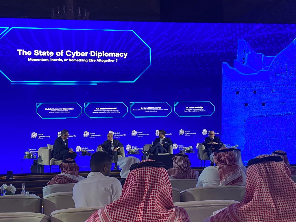 #GCF2023 Global Cyber Security Forum in Riyad.
State of #CyberDiplomacy, a conversation with Rudolph Lohmeyer, Jovan Kurbalija and Bernd Pichlmayer. Promising glimpses of progress.
