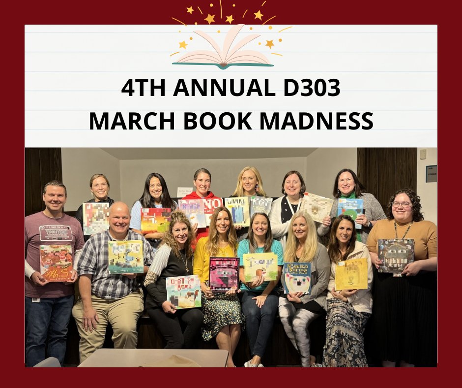 📚️The 16 books have been chosen for the 2024 March Book Madness contest by the D303 elementary LRC Directors in collaboration with the St. Charles Public Library and Townhouse Books of St. Charles.
#d303Belong