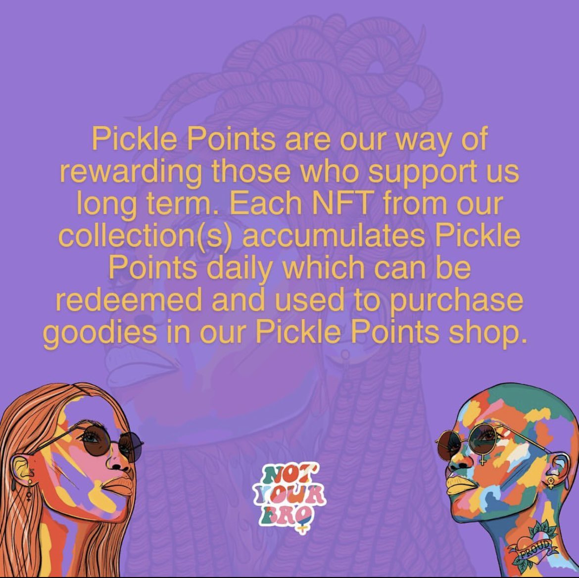 NotYourBroNFT's tweet photo. Just a reminder of the projects and products we've shipped as part of the Not Your Bro brand development:

✨ Pickle Points Shop - our long term loyalty program
for holders.
✨ what the NFT - our NFT education platform.
✨ https://t.co/sHxCQ6qwLD - our aggregated NFT marketplace.
✨ Hired3 - web3 jobs platform
✨ Squizzle and Squizzle Pro - our own NFT Canva.
✨ Asset Bank - where you can download and find
NYB assets.
✨ over $210,000 donated to charities that share the Not Your Bro ethos.

And much much more to come.
#itsamovement