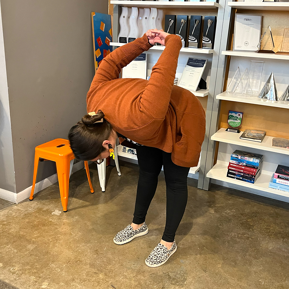 RobotCreative's tweet image. Every Monday, our team has a wellness moment. 🧘 Did you know that as little as two minutes of deep breathing can rid your body of built-up stress? Here are some pictures of what our wellness moment looked like this week!

#nationalstressawareness #culture #teamexercise