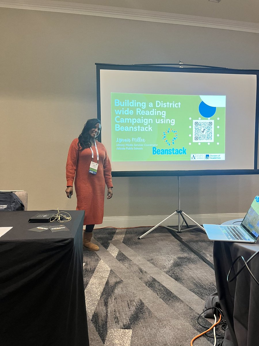 APSMediaServ's tweet photo. Happening now: @LynairMiller is giving a behind the scenes look at #RACE2Read along with tips to help #buildacitythatreads #GaETC23 https://t.co/yC0sP5EtWQ