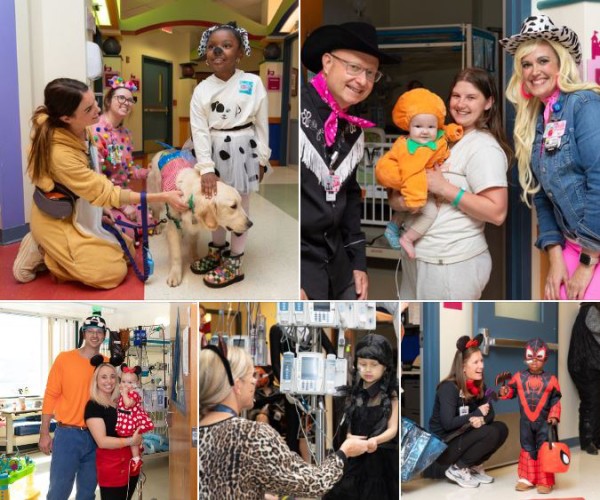 Jaust34's tweet photo. Halloween is always a treat when we get to see our #ChildrensMercy patients' faces light up with joy. Yesterday we brought the special experience to our hospital for our inpatient trick-or-treat event! We hope everyone had a safe and fun Halloween! https://t.co/eSDMOjHJq0