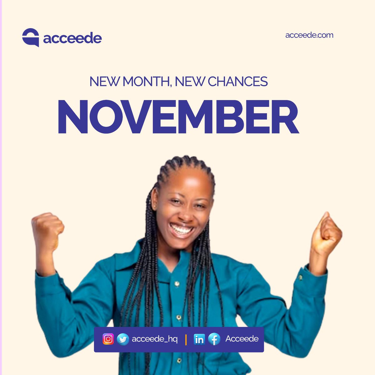 Acceede_hq's tweet photo. Now, more than ever, our commitment to ensuring access to affordable education is unwavering.

 It's your moment to seize the fresh opportunities that come your way and embrace the chances that lie ahead.

Happy new month of November https://t.co/xIeM4QT4Ko