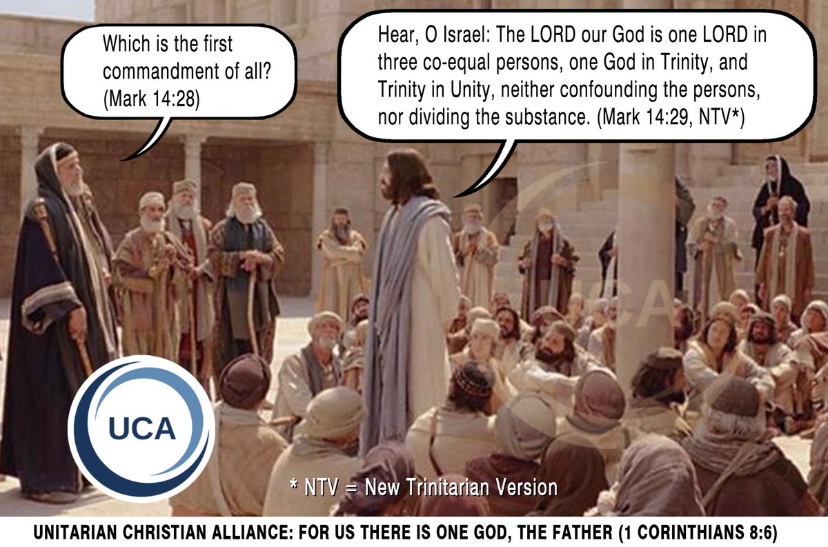 UnitarianChrist's tweet photo. So this new NTV version that @fseerx7 finds so superior to the Unitarian version, I haven't figured out if it is a dynamic equivalence, formal equivalence, or paraphrastic translation.
#holytrinity #trinity #greatestcommandment #goldenrule #god #jesus #jesusisgod #christislord https://t.co/cyJEzj1DKZ