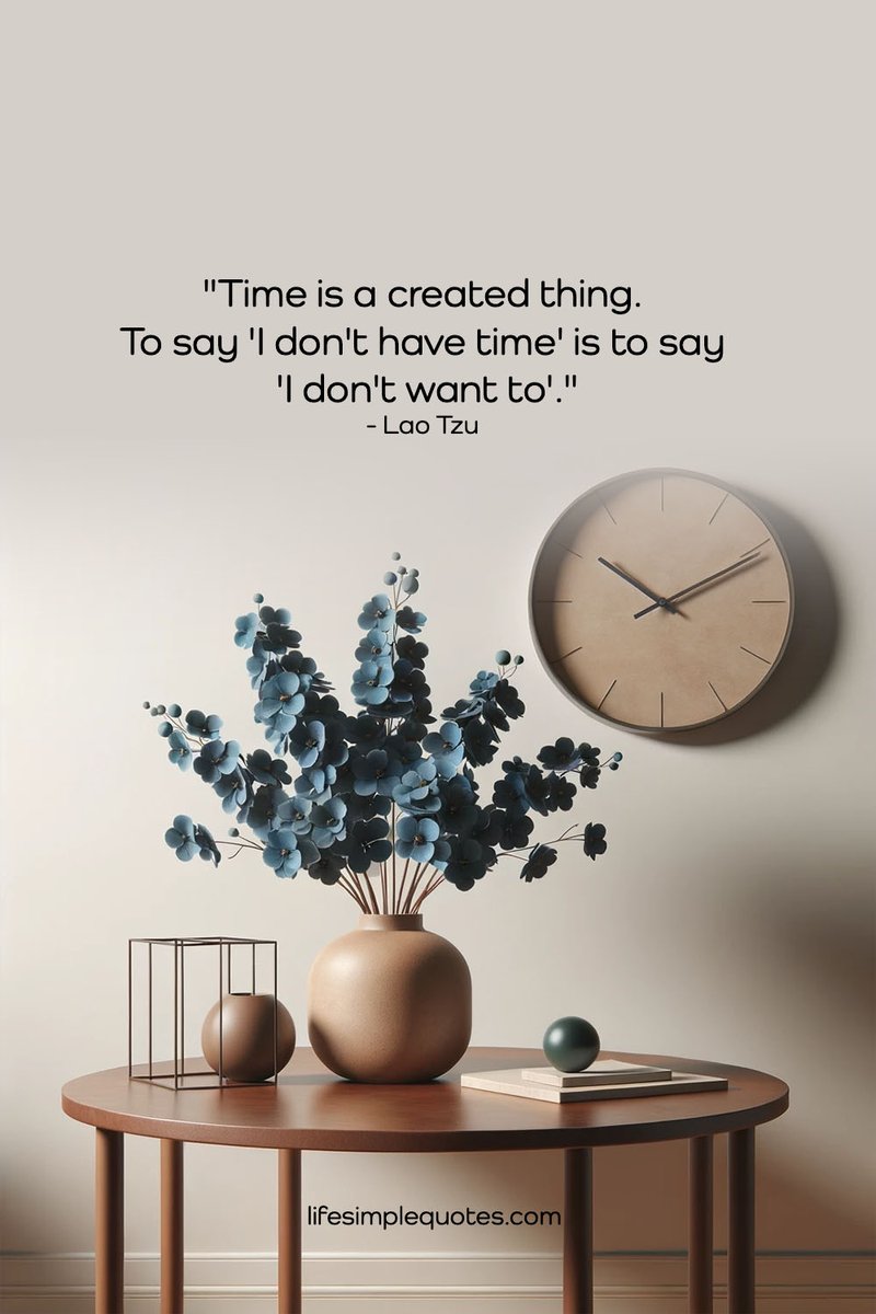 'Time is a created thing. To say 'I don't have time' is to say 'I don't want to'.' - Lao Tzu
#TimeManagement
#LaoTzuQuotes
#PhilosophyOfTime
#LifeChoices
#WisdomQuotes
#Mindfulness
#PrioritySetting
#PersonalGrowth
#InspirationalQuotes
#TimeIsPrecious