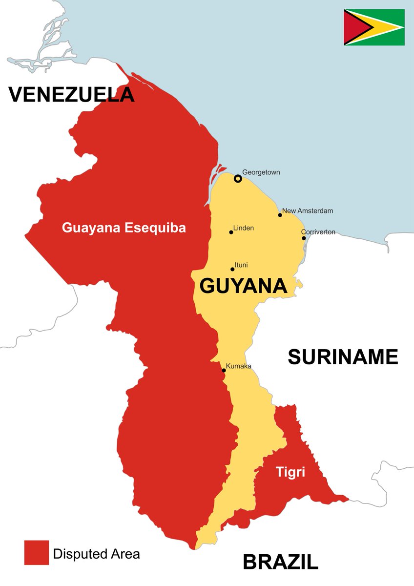 SurinameCentral's tweet photo. This map shows us the disputed areas of Guyana, these areas in Red do not belong to Guyana, They put it on their maps but it is wrong. Help me share this map, The Yellow Area is the true undisputed territory of Guyana. This map is free to be used for everyone, help me share it ! https://t.co/EUk4uHCo29
