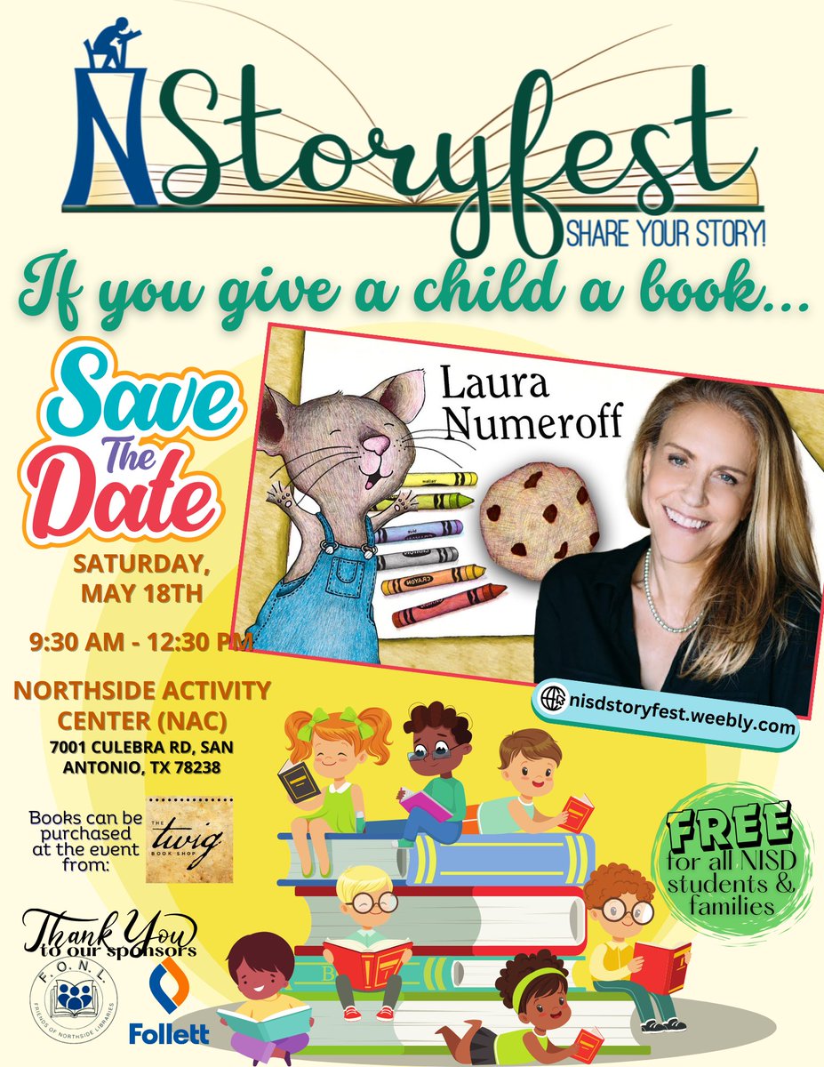 nisdstoryfest's tweet photo. Exciting news! 📷 Mark your calendars for Storyfest 2024, a celebration of books and authors and those of us who love them! Join us for a day of literary magic, inspiration, and more. For more info: https://t.co/SOb0vrEt8Z #Storyfest2024 #NISDteamLibrary #SaveTheDate https://t.co/7ClExYkhDU