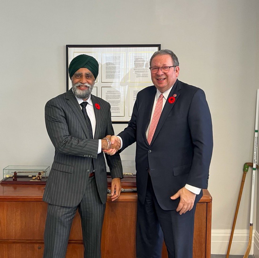 HarjitSajjan's tweet photo. Productive meeting today with @USAmbCanada David Cohen discussing joint emergency preparedness efforts. Our common goal is ensuring robust responses with the latest innovations. Excited to work together to better prepare for future emergencies. #PartnersInPreparedness https://t.co/5KXonECF2j