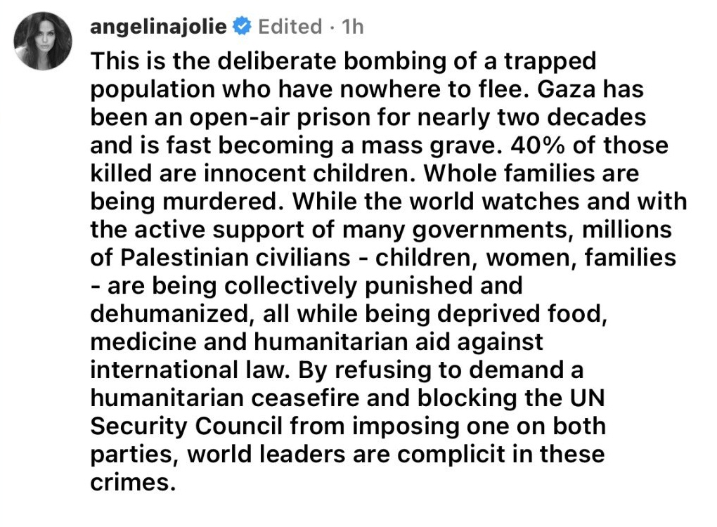 aliqasim's tweet photo. Angelina Jolie expressing her support for Palestinian civilians 🇵🇸

Beautiful Face, Beautiful Soul 

#GazaGenocide #Palestine #FreePalestine #StopGenocideInGaza https://t.co/dn0kF36v2E