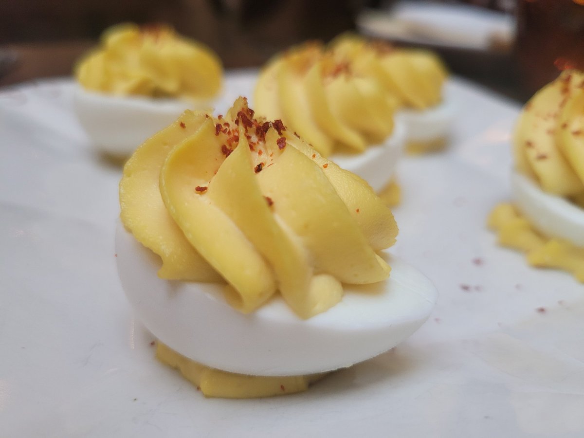 soulfoodscholar's tweet image. Heads up. Tomorrow, Nov. 2nd, is #nationaldeviledeggday. Don&apos;t ask me why. The pictured #deviledegg is from @chefedwardlee&apos;s Succotash DC.