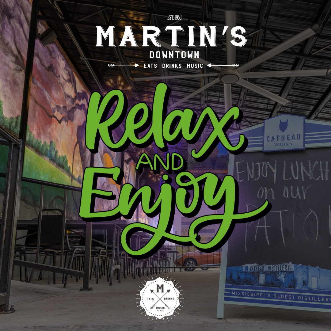 Kick back and relax on The Patio @ Martin’s! 
Have a drink, order a special, listen to some music.

Sounds like a perfect day – what are you waiting for?
See you there!

#MartinsDowntownJxn #ComeSeeUs #ThePatio #Drinks #Food