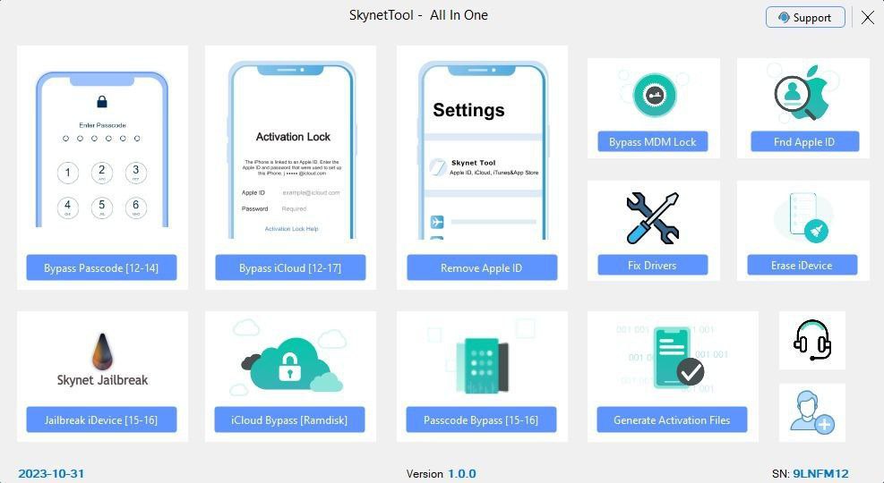 Skynettool AIO V1.0.0 has been released you can bypass iCloud activation lock totally free Download Link: t.me/SkyNetTool/471
For Free active serial go to bestofunlock.com