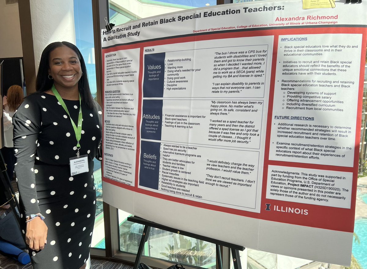 @edILLINOIS doctoral student alexandra richmond also presented her critical research on how to recruit and retain Black special education teachers at #tedcec2023 🥳👏🏻🤩🙌🏻