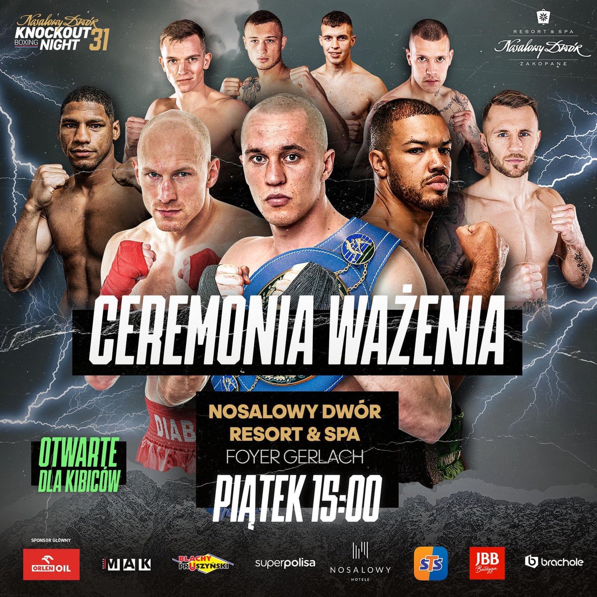 Zapraszamy wszystkich kibiców na Oficjalną Ceremonię Ważenia, która odbędzie się już w piątek o godz 15:00 w <a href="/NosalowyDwor/">Nosalowy Dwór</a> 

<a href="/MichalCieslak89/">MichalCieslak89</a> <a href="/Tommymac90/">Tommy McCarthy</a> Krzysztof "Diablo" Włodarczyk Kamil Szeremeta <a href="/JCzerklewicz/">Jan Czerklewicz🥊</a> 

<a href="/knockoutprm/">Knockout Boxing Night</a> <a href="/ringpolska/">ringpolska</a> <a href="/bokser_org/">BOKSER.ORG</a> <a href="/m_fudala/">Mateusz Fudala</a> <a href="/szpilka_artur/">Artur Szpilka</a>