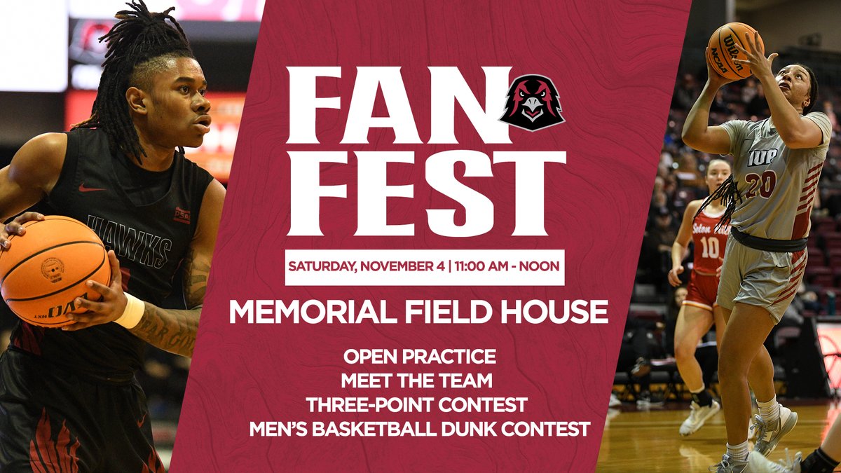 Meet the 2023-24 men's and women's basketball teams this weekend with an open practice, three-point contest and men's basketball dunk contest during IUP Fan Fest.

The event, open and free to all, takes place on November 4 at the Memorial Field House from 11:00 AM to 12:00 PM.