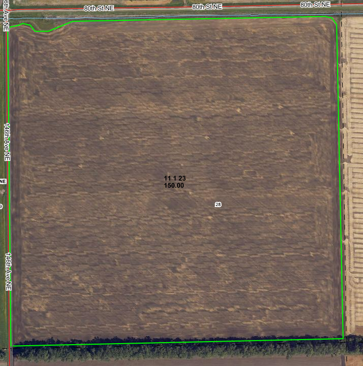 Record land sales Pembina County ND today, auction sale 2 qtrs ea $2.8 mil $17,500 a deeded 1st qtr (82PI) $18,571/FSA Cropland or $19,050/planted. The second farm (91.6PI) was $18,393/FSA Cropland or $18,667/planted. The previous record was $12,618/planted (89.9I) in 2022.