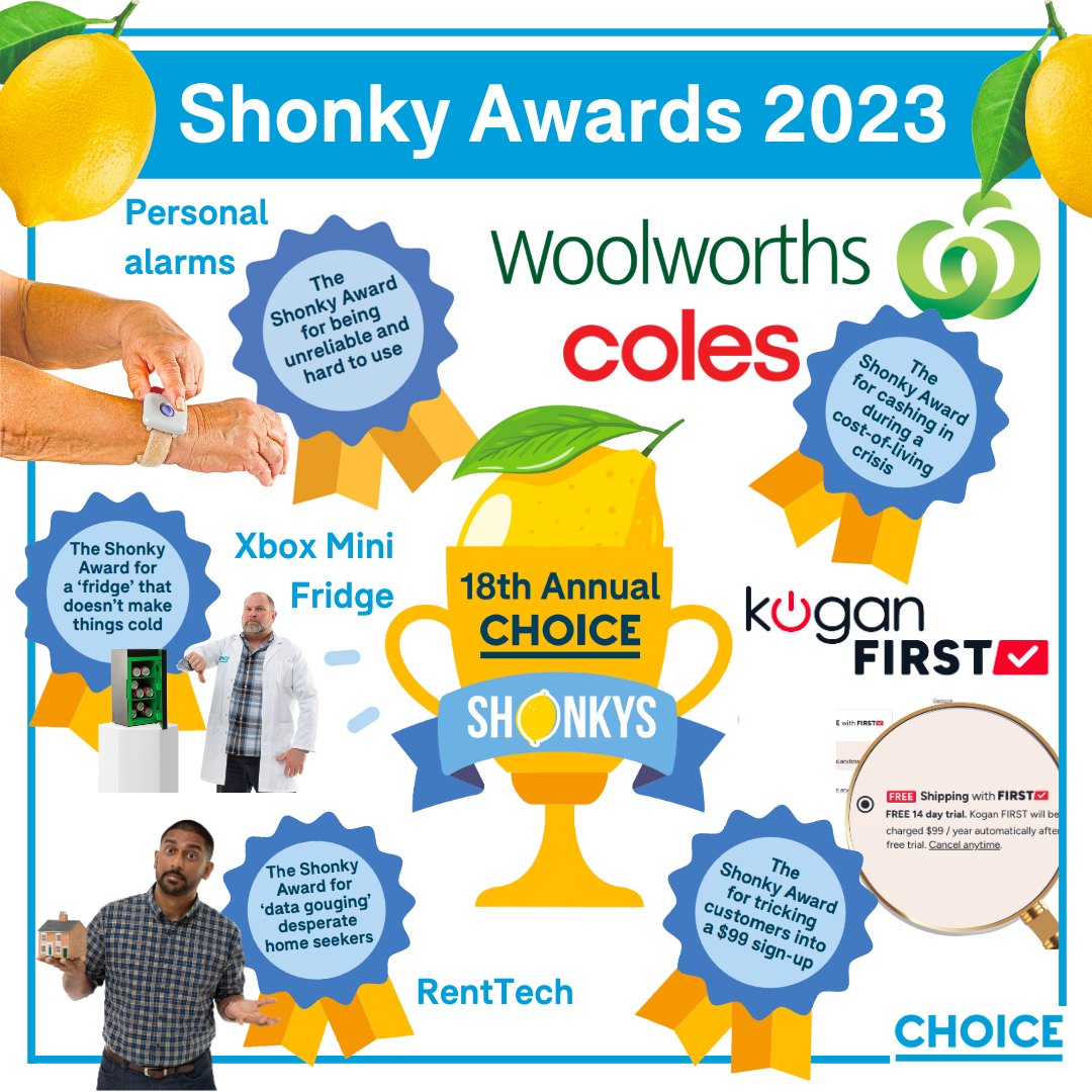 To be truly Shonky is to add distress, difficulty and disappointment to the lives of Australians, and this year’s winners do exactly that. Here are the 2023 Shonky Award recipients!  Find out why here: bit.ly/3FGpYmp