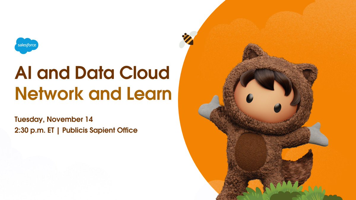 Going to Salesforce World Tour Atlanta? Join this exclusive event the day before, on Nov. 14, Data Cloud and AI: Workshop and Networking! Hear from customers and experts @justguilda, @DnLarregui, @arvindraman, @mrs_najee, and @kschlau. Register: invite.salesforce.com/ADCNL