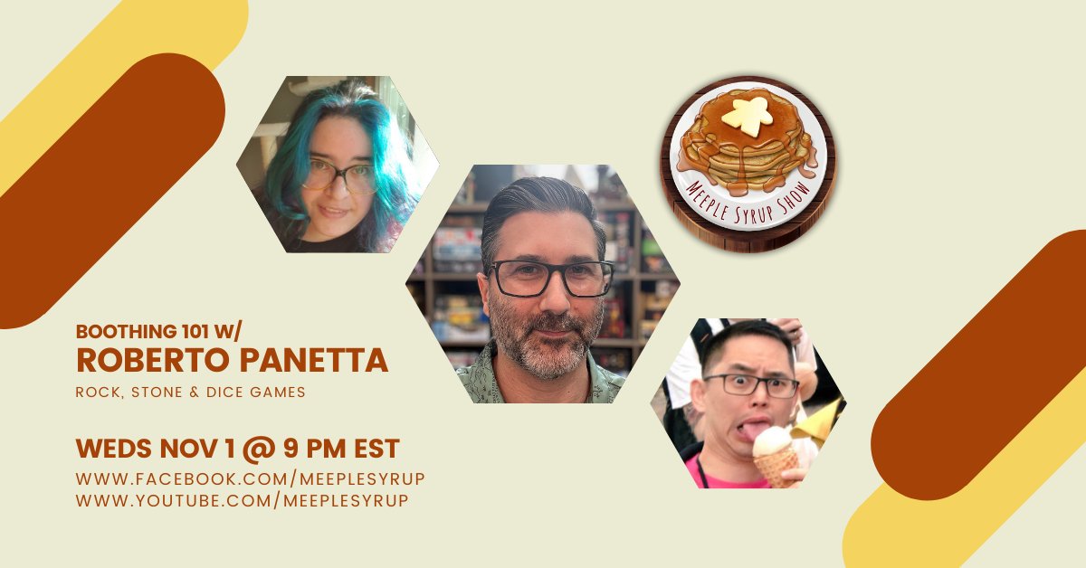 Sen-Foong Lim (@senfoonglim) on Twitter photo Tonight, at 9 PM ET on the <a href="/MeepleSyrup/">Meeple Syrup</a> Show, <a href="/DrayerInk/">Drayer Ink β‘οΈ BlueSky β€π§‘πππππ€</a> and <a href="/SenFoongLim/">Sen-Foong Lim</a> welcome @rockstonedice to provide advice on how to run a booth at a convention. Join us live at facebook.com/MeepleSyrup and youtube.com/MeepleSyrup. Tonight, at 9 PM ET on the <a href="/MeepleSyrup/">Meeple Syrup</a> Show, <a href="/DrayerInk/">Drayer Ink β‘οΈ BlueSky β€π§‘πππππ€</a> and <a href="/SenFoongLim/">Sen-Foong Lim</a> welcome @rockstonedice to provide advice on how to run a booth at a convention. Join us live at facebook.com/MeepleSyrup and youtube.com/MeepleSyrup.