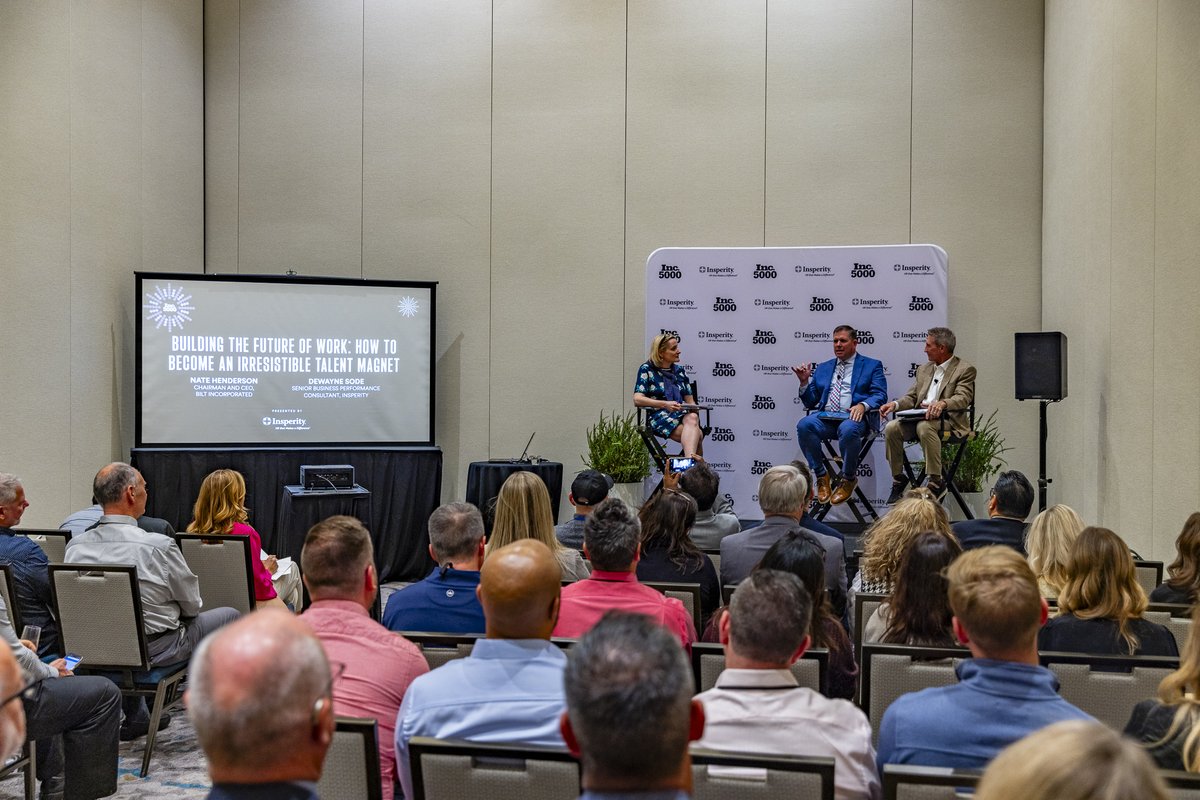 Insperity's tweet photo. Today, Dewayne, Senior Business Performance Consultant from #Insperity, discussed transforming companies into preferred employers with #InsperityClient Nate, Chairman/CEO of @BILTapp. Our booth also captured guest's #Inc5000 experience. If you're at @inc5000, come take a pic! https://t.co/XfEiavREoy
