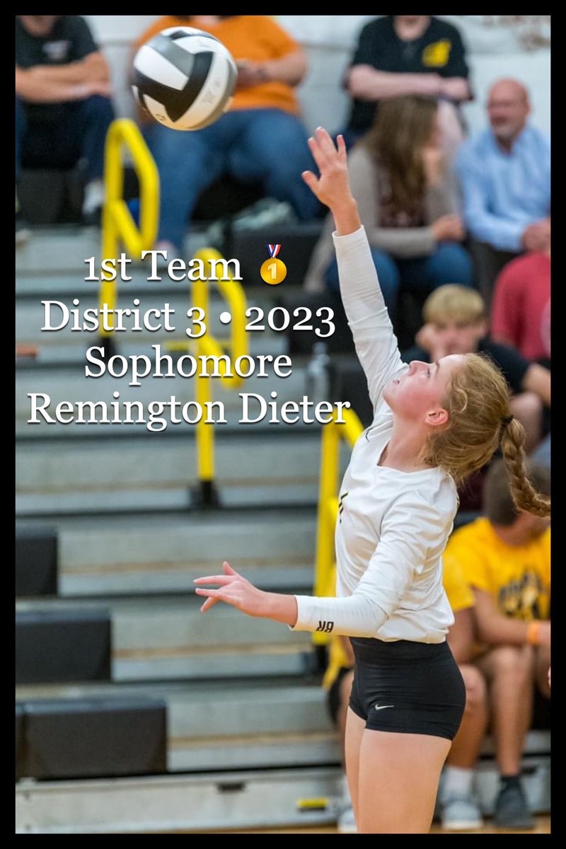 #BRVB23 is proud to announce Sophomore Libero @RemingtonDieter for being voted 🥇 1st Team All-District 3, Division III 🏐 #ysh @BRiverAthletics