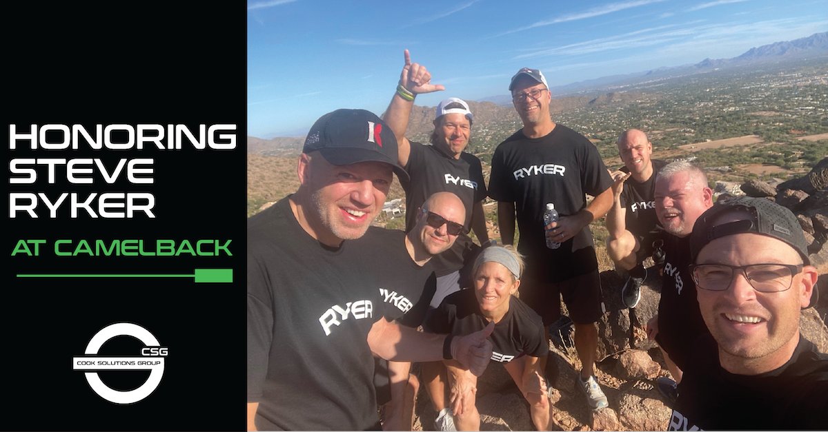 CookSolutionsGr's tweet photo. CSG Senior Team honoring the memory of our dear friend, Steve Ryker, at the breathtaking Camelback Mountain in Arizona. 🏞️❤️ #RememberingSteve #CSGSeniorTeam #CamelbackMemories https://t.co/1g10e3H50x
