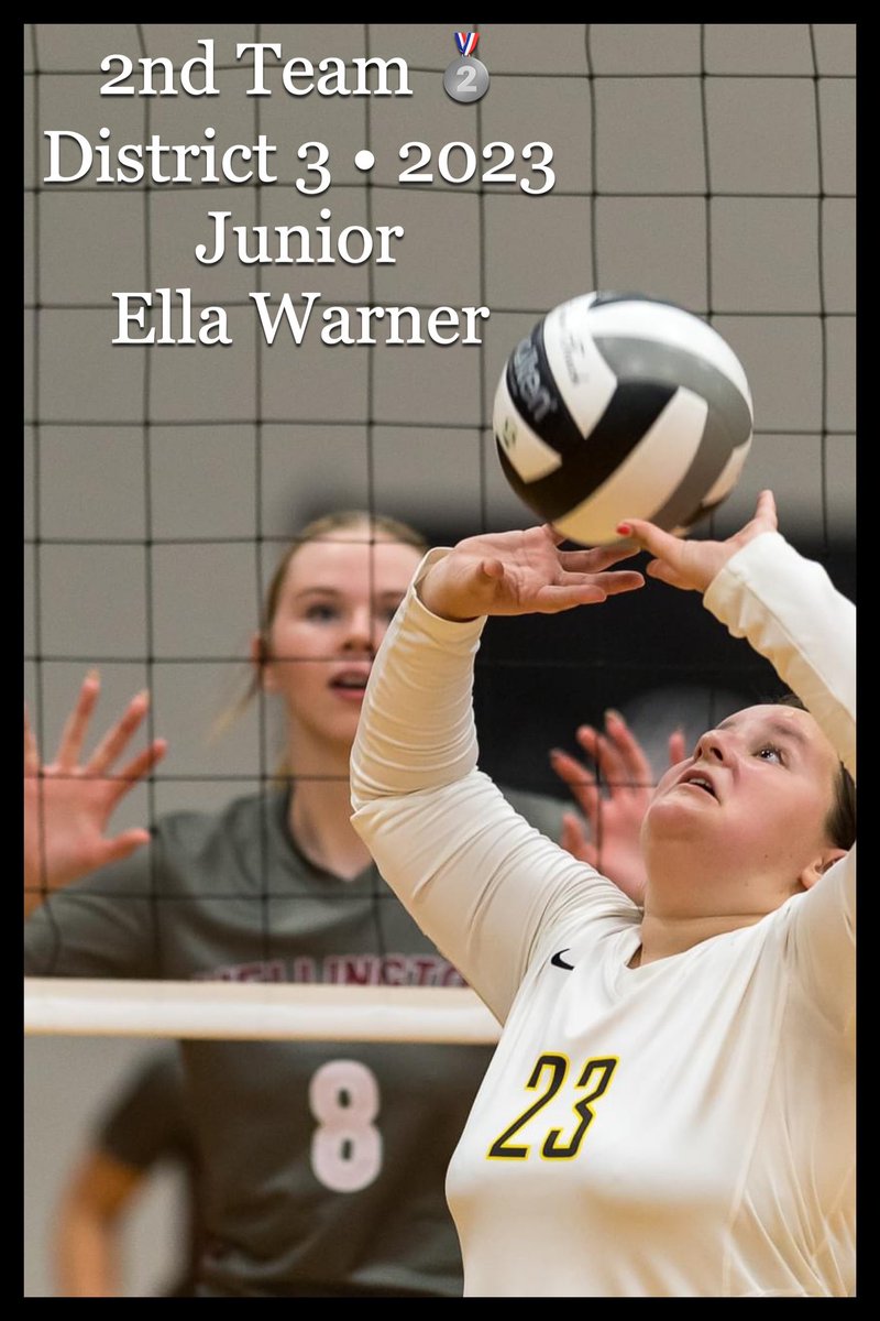 #BRVB23 is proud to announce Junior Setter/Defensive Specialist @Ella_7_W for being voted 🥈2nd Team All-District 3, Division III 🏐 #ysh @BRiverAthletics